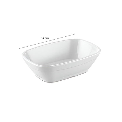 Set de 4 Pocillo Rectangular Policarbonato Blanco 14x3.5 Cm