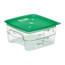 Recipiente Graduado Cuadrado Policarbonato 2 Litros. Con Tapa Verde