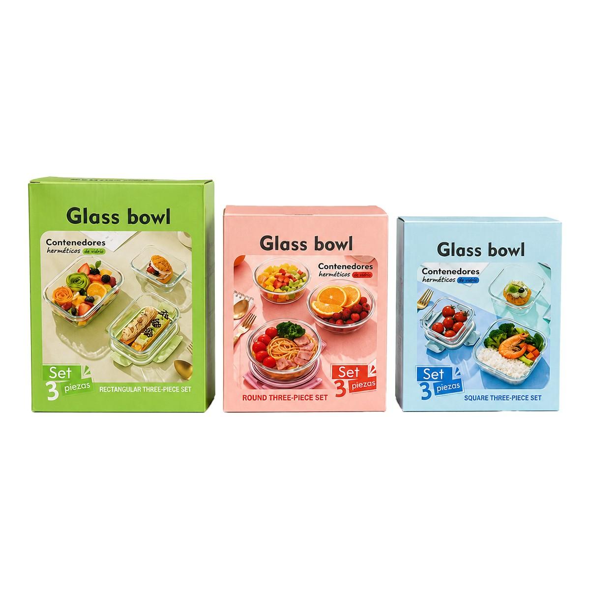 Set Tupper Hermético Cuadrado 3 piezas 390/520/800ml