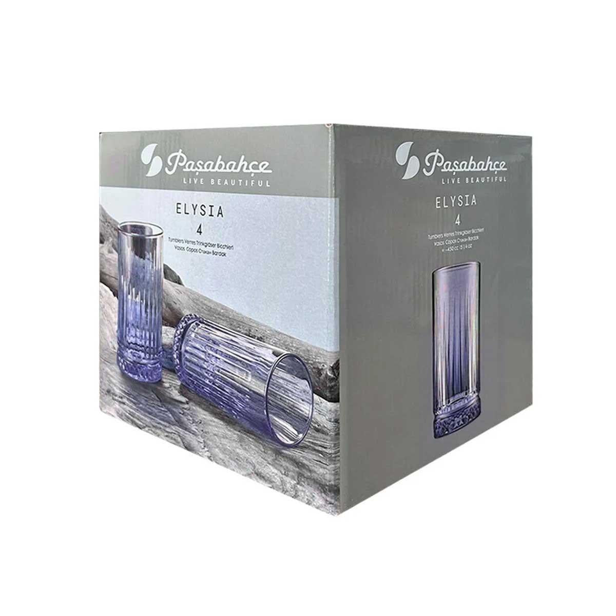 Set De 4 Vasos Refresco Alto 435 Cc Verde Linea Elysia