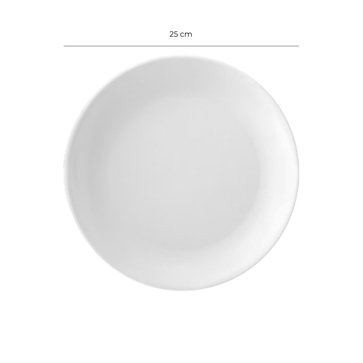 Plato Melamina Redondo Sin Borde Blanca 25 Cm Línea Clásica