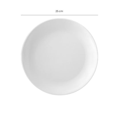 Plato Melamina Redondo Sin Borde Blanca 25 Cm Línea Clásica