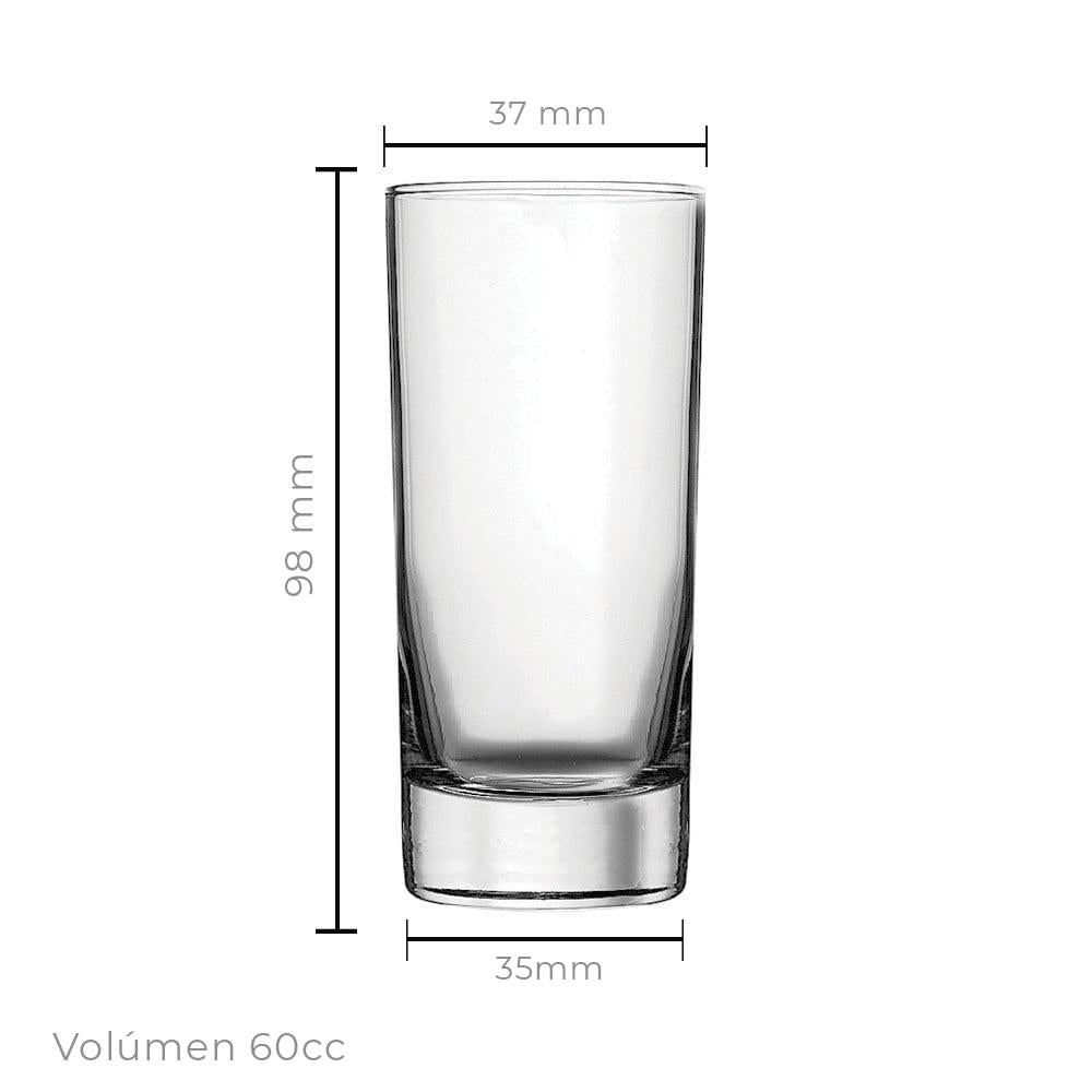 Set de 6 Vaso Vidrio Tequila 60 Cc Línea Side