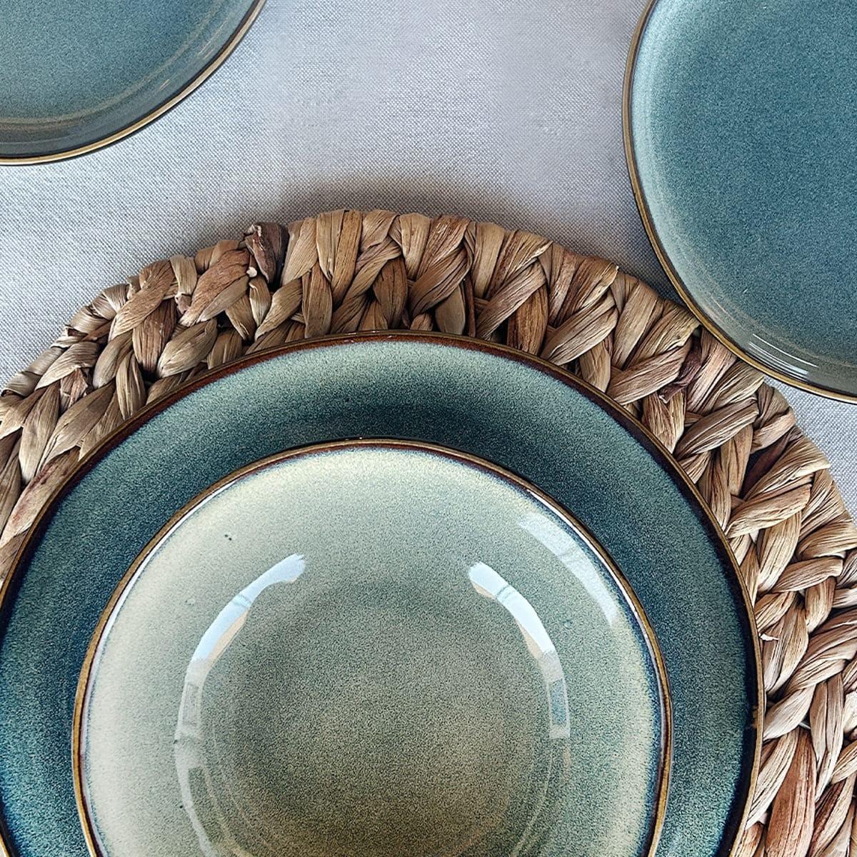 Set De 6 Bowl Redondo Ceramica 18.5 X 5 Cm Azul Grafito Línea Rustica