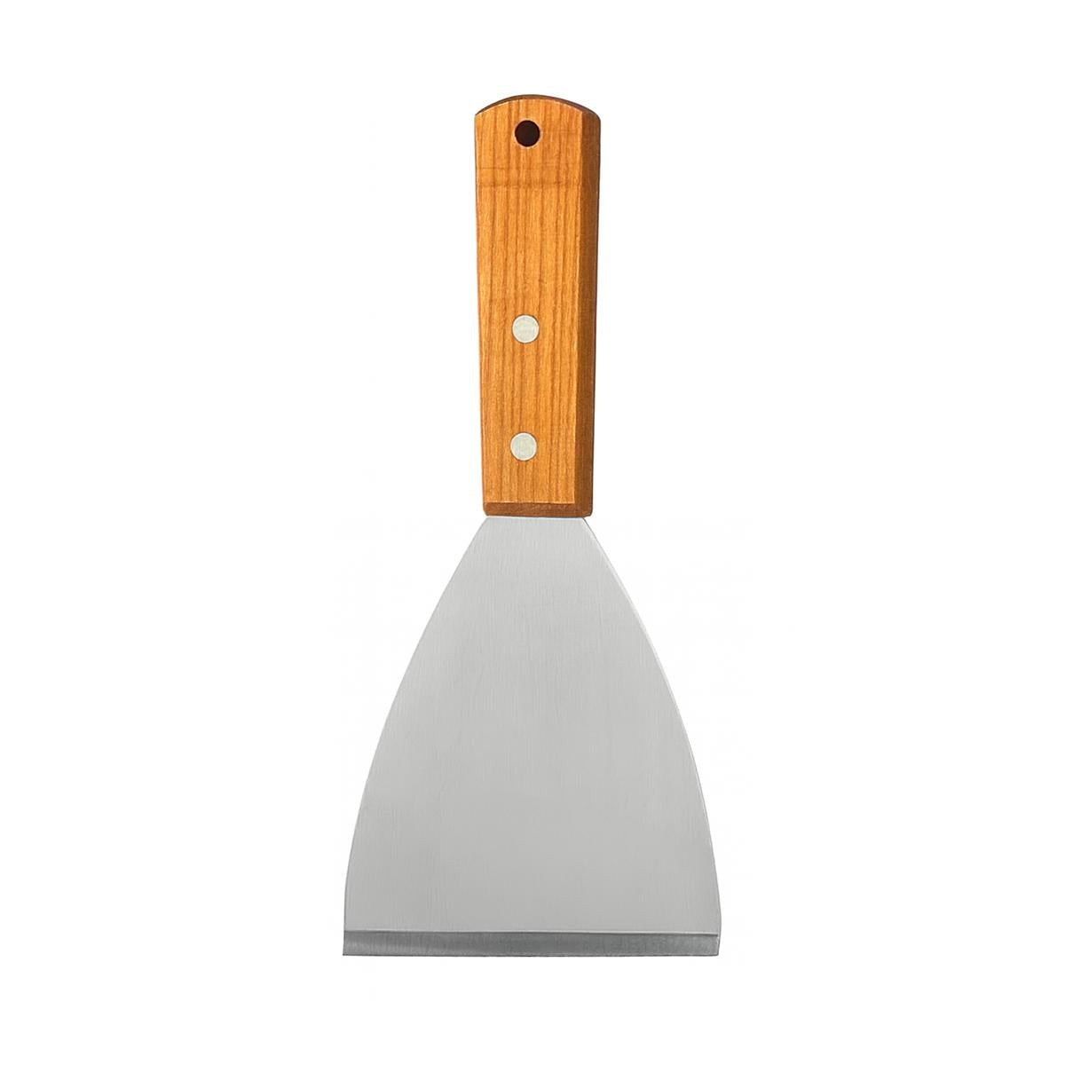 Espatula Recta Triangular Para Plancha Mango Maderia 22 Cm