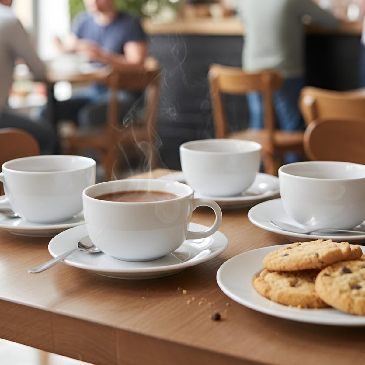 Set 6 Plato Y Taza Te Porcelana 220 Ml Línea Padua