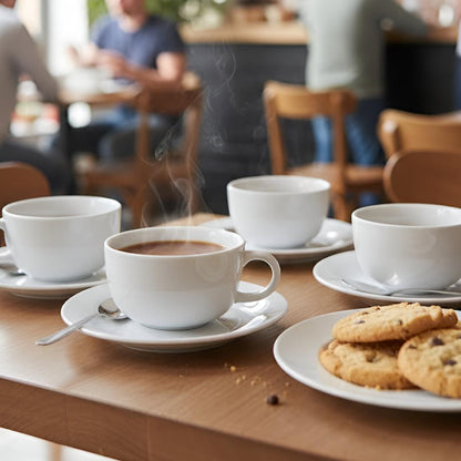 Set 6 Plato Y Taza Te Porcelana 220 Ml Línea Padua