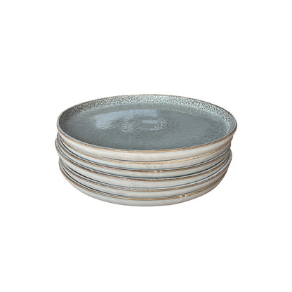 Set 6 Platos Redondo Ceramica 22 Cm Gris Linea Oslo