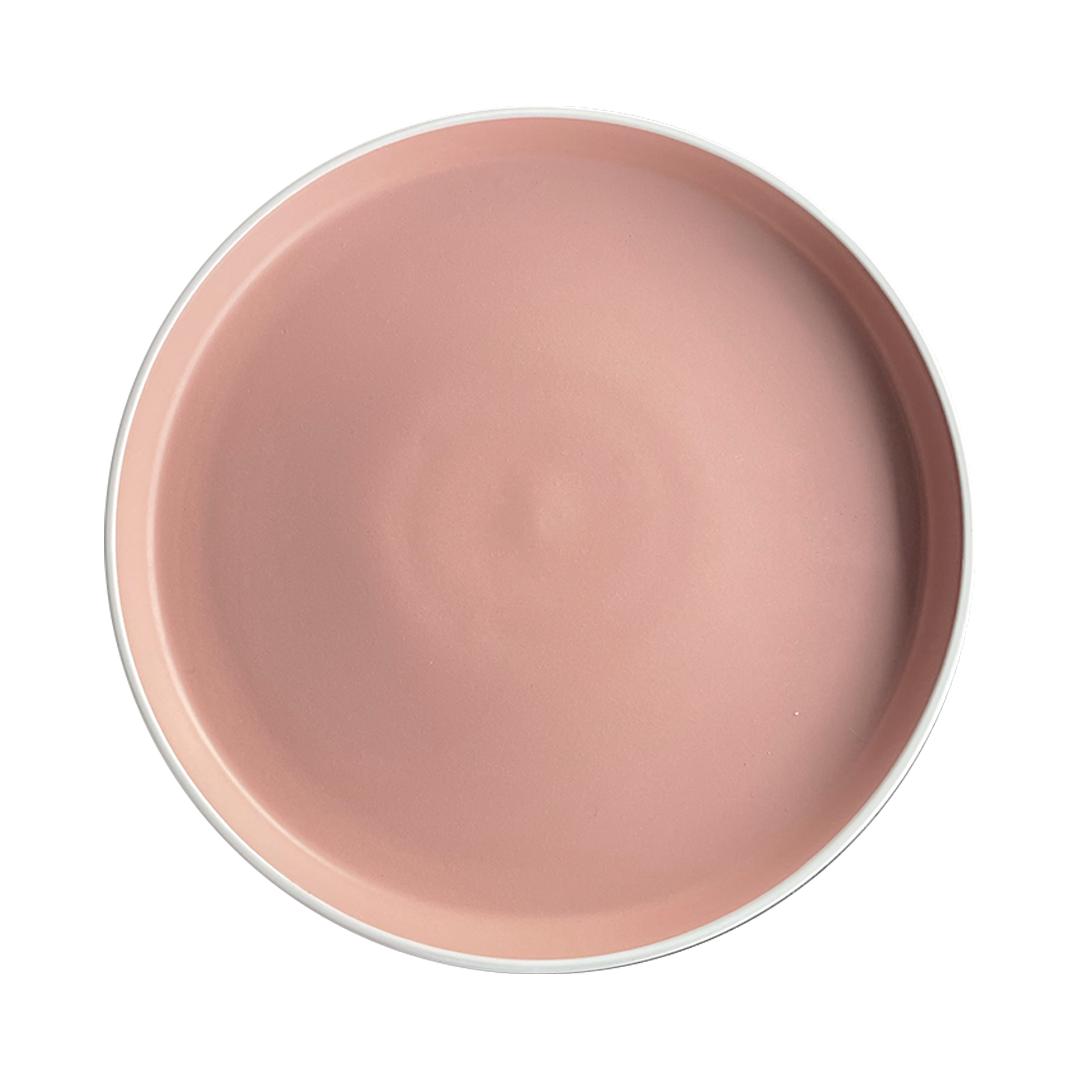 Plato Principal Cerámica Rustica 27 Cm Rosado Línea Oslo