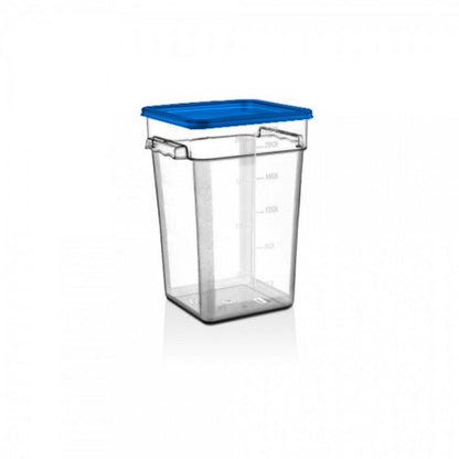 RECIPIENTE POLICARBONATO CUADRADO 20.8 LT CON TAPA AZUL