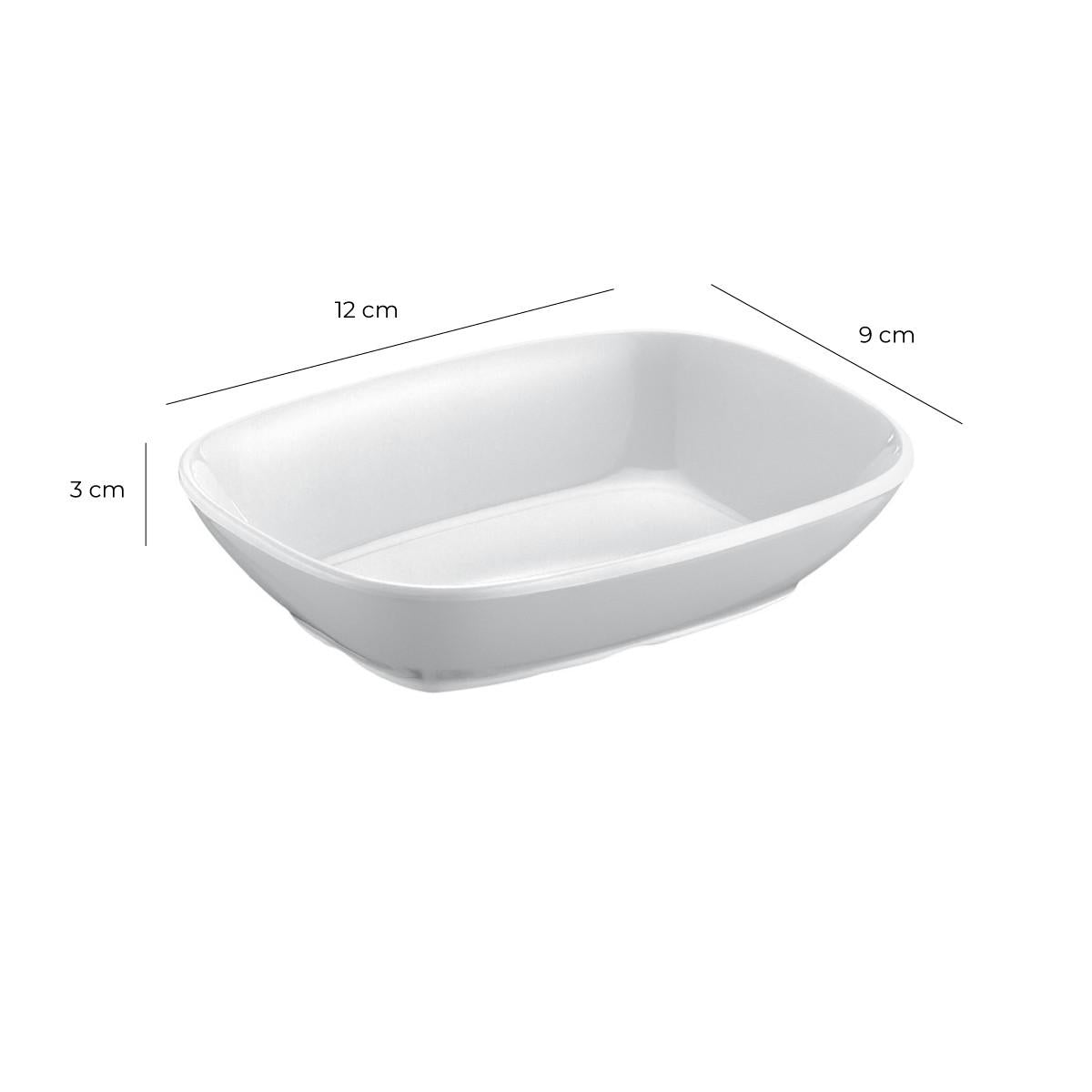 Pocillo Melamina Rectangular Blanca 12x9 x3 Cm Línea Clásica