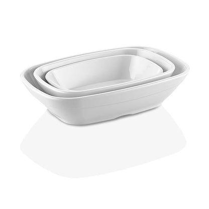 Set de 4 Pocillo Rectangular Policarbonato Blanco 14x3.5 Cm