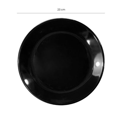 Plato Melamina Redondo Sin Borde Negra 23 Cm Línea Clásica