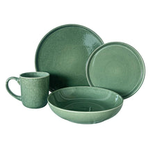 Set Vajilla 24 Piezas Cerámica Verde Línea Rustica Con Mug