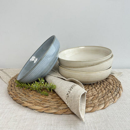 Set De 6 Bowl Redondo Cerámica Beige 17.5X5 Cm