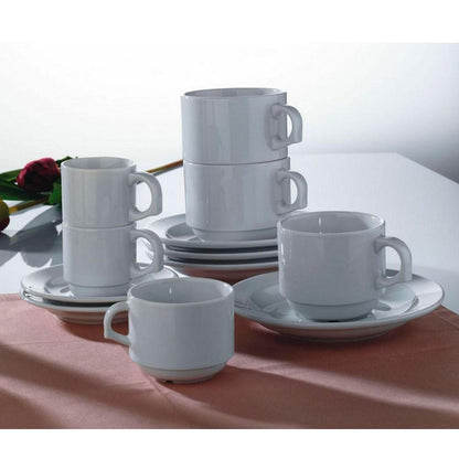 Set De 6 Taza Cafe Con Platillo 100 Cc. Hotel Apilable Imahe