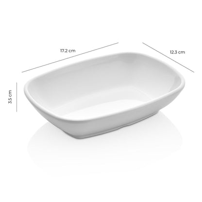 Set de 6 Pocillos Melamina Rectangular Blanca 17.2x12.3 Cm Línea Línea Clásica