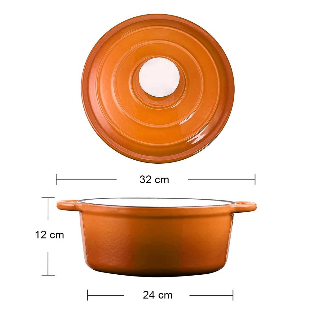Olla Hierro Fundido Redonda Naranja 24x12 Cm