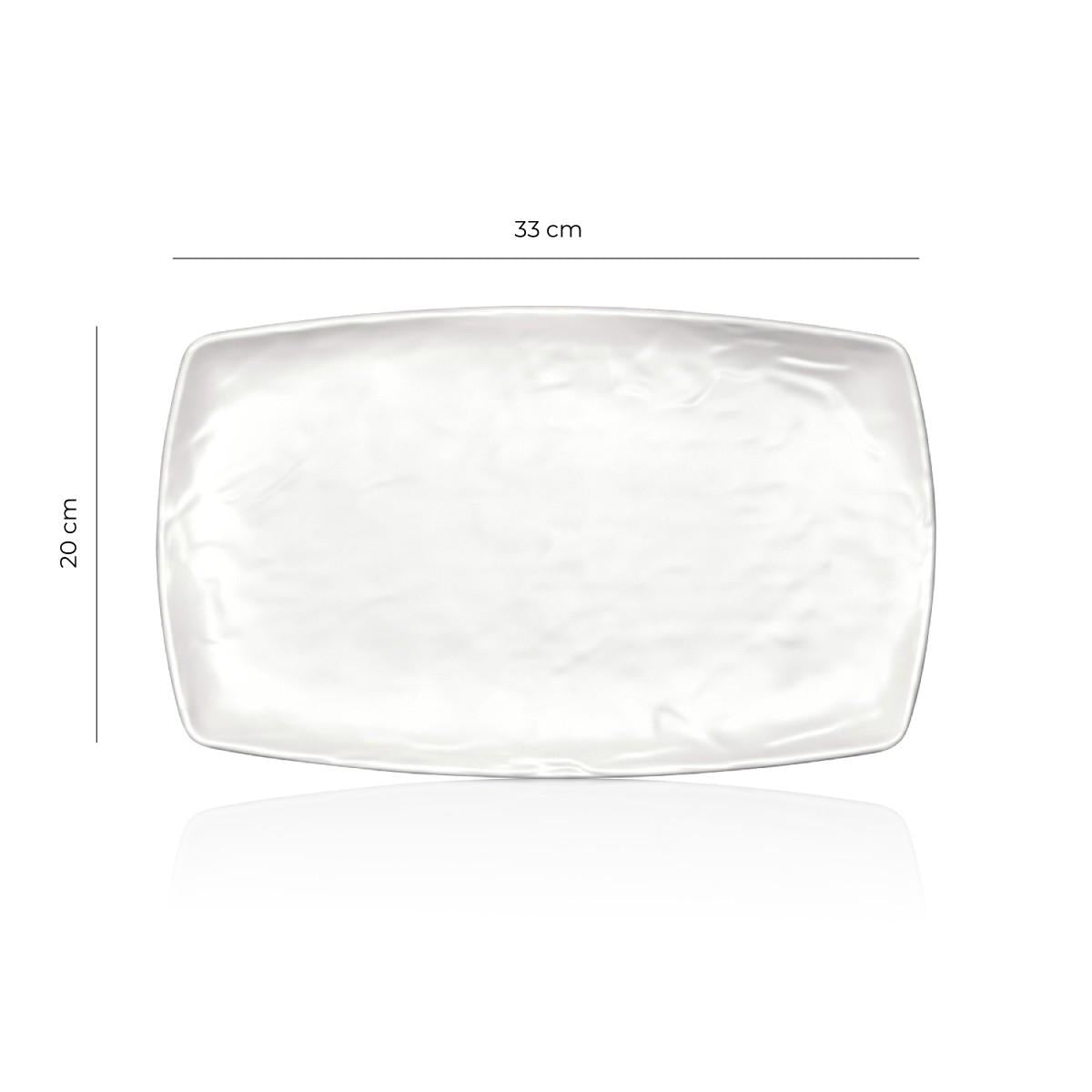 Plato Melamina Rectangular Blanca 20x33 Cm Línea Carre