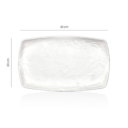 Plato Melamina Rectangular Blanca 20x33 Cm Línea Carre