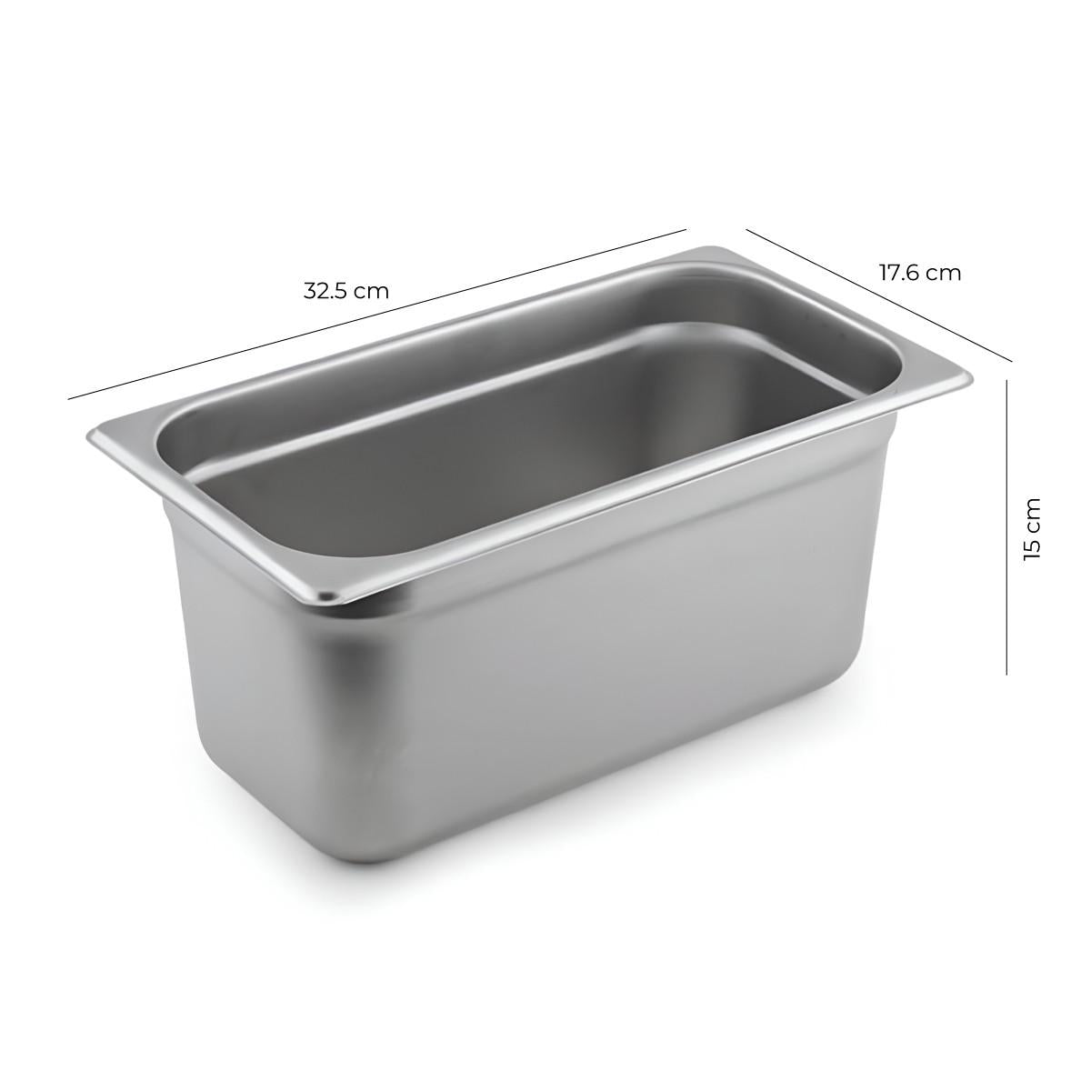 Contenedor Gastronómico Acero Inoxidable GN 1/3 x 15 Cm Linea Premium