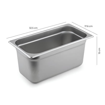 Contenedor Gastronómico Acero Inoxidable GN 1/3 x 15 Cm Linea Premium