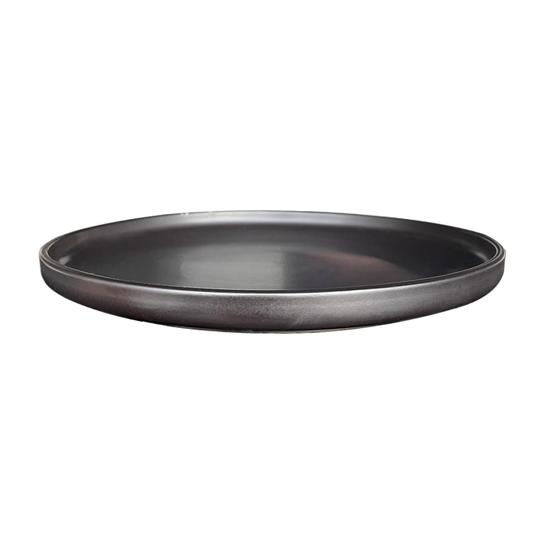 Plato Principal Cerámica Rustica 27 Cm Negro Línea Oslo