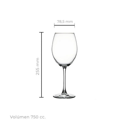 Set De 6 Copas Vidrio Vino Degustacion Cristal 750 Cc. Linea