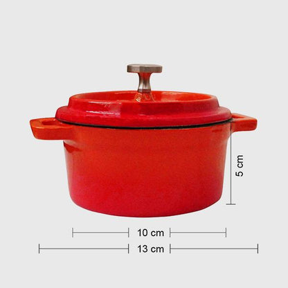 Mini Olla Hierro Fundido Roja 13x5 Cm