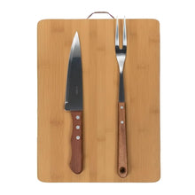 Set Parrillero Tabla + Cuchillo Y Trincho Asado Parrilla Color Café