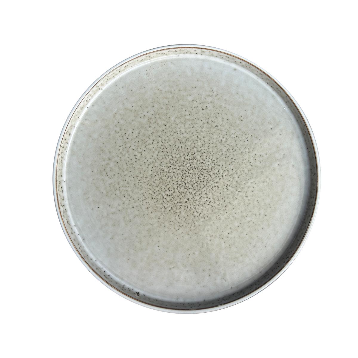 Set 6 Platos Redondo Ceramica 27 Cm Gris Linea Oslo
