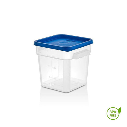 RECIPIENTE CUADRADO POLIPROPILENO 3.8 LTS CON TAPA AZUL