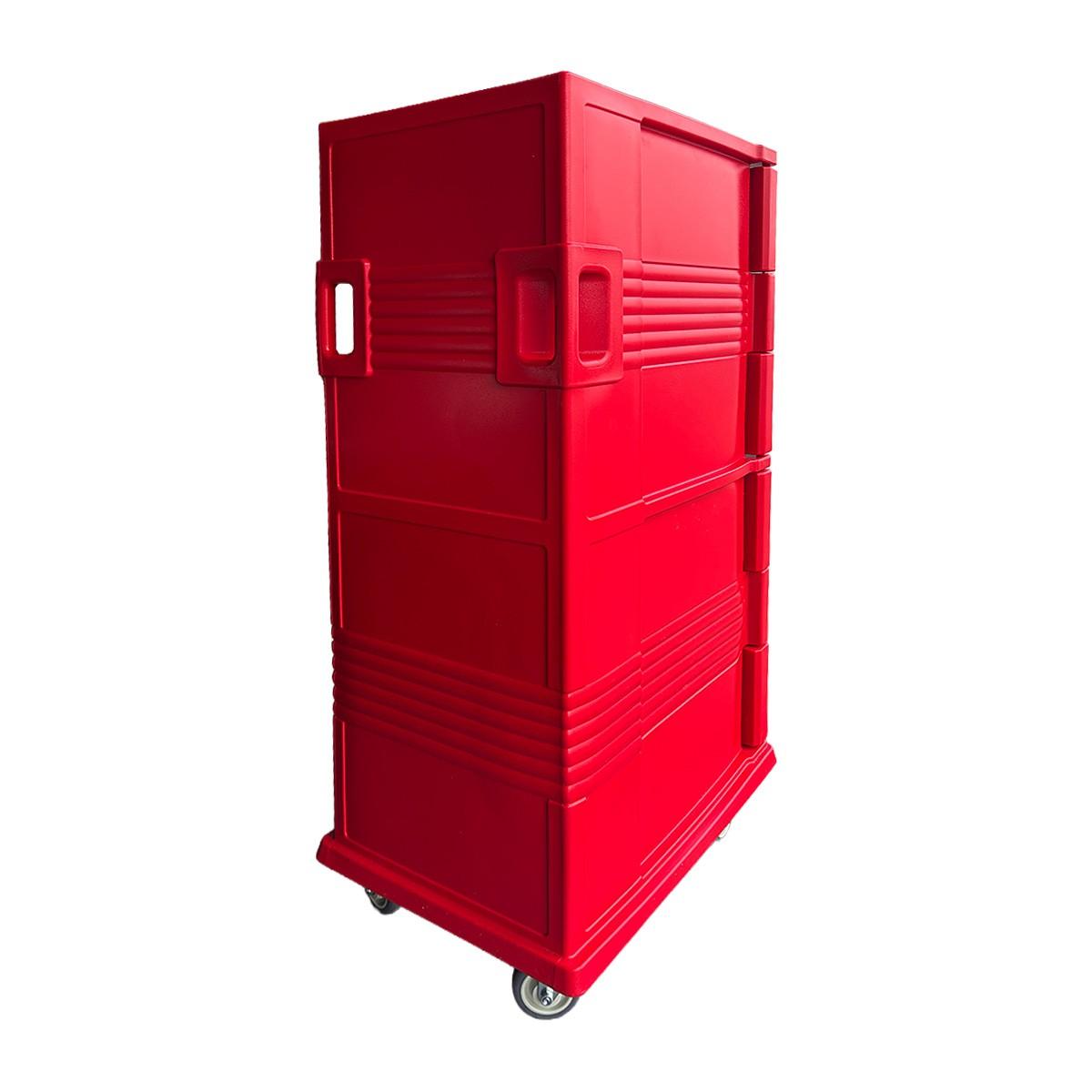 Contenedor Calefaccionado Isotérmico Doble UPC800 Rojo Con Ruedas