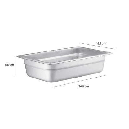 Contenedor Gastronomico Acero Inoxidable GN 1/4 x 6.5 Cm