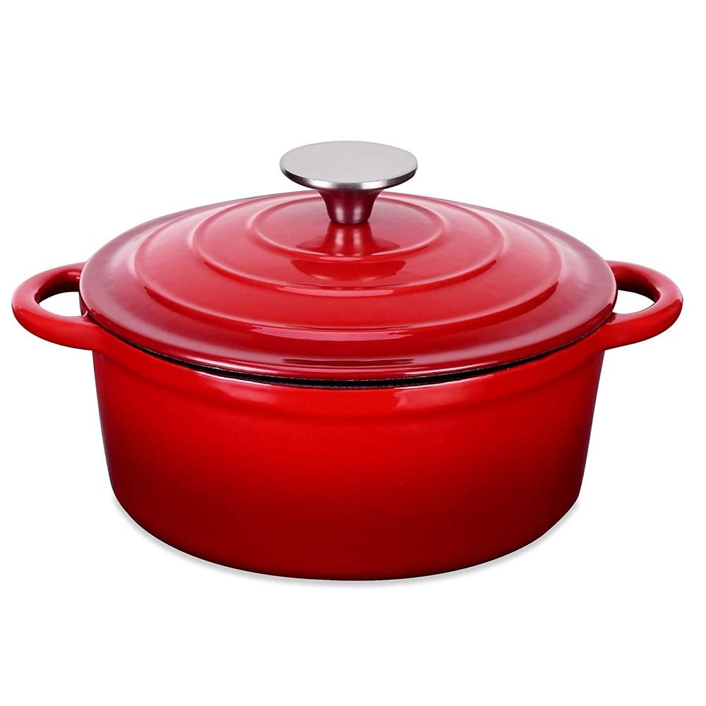 Olla Hierro Fundido Redonda Roja 24x12 Cm