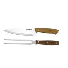 Set Trincho Y Cuchillo 18 Cm Parrillero Mango Madera
