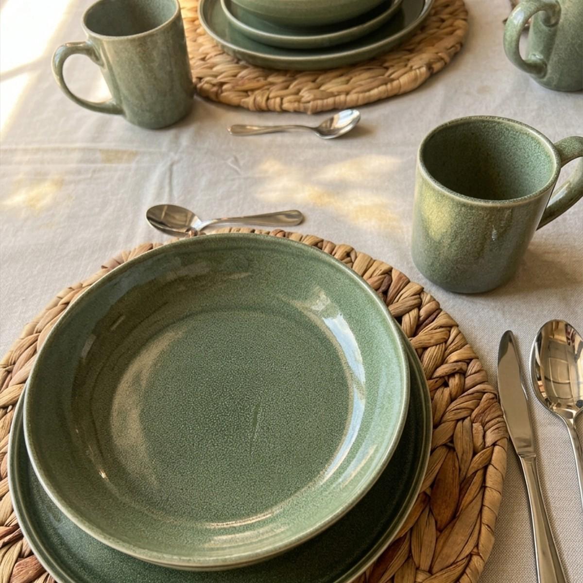 Set De 6 Mug 400 Ml Ceramica Verde Línea Rustica