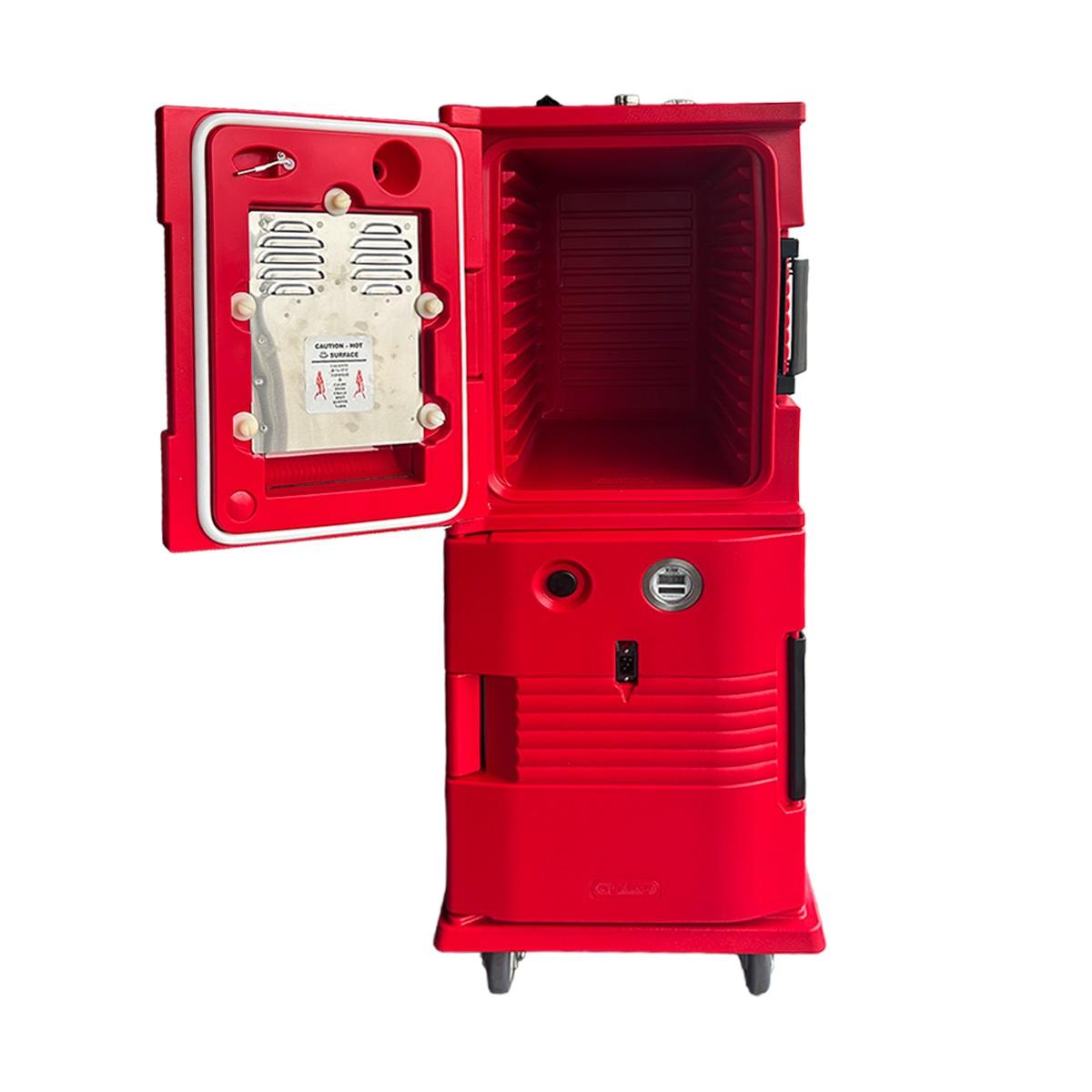 Contenedor Calefaccionado Isotérmico Doble UPC800 Rojo Con Ruedas