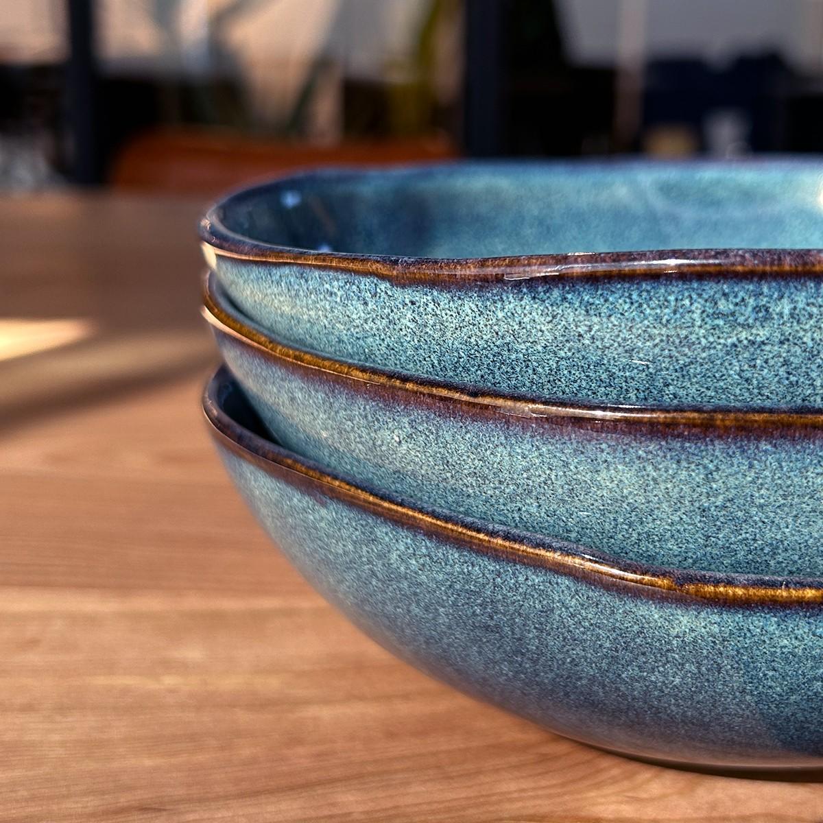 Set 6 Bowl Redondo Ceramica Azul 18X5 Cm Linea Efes