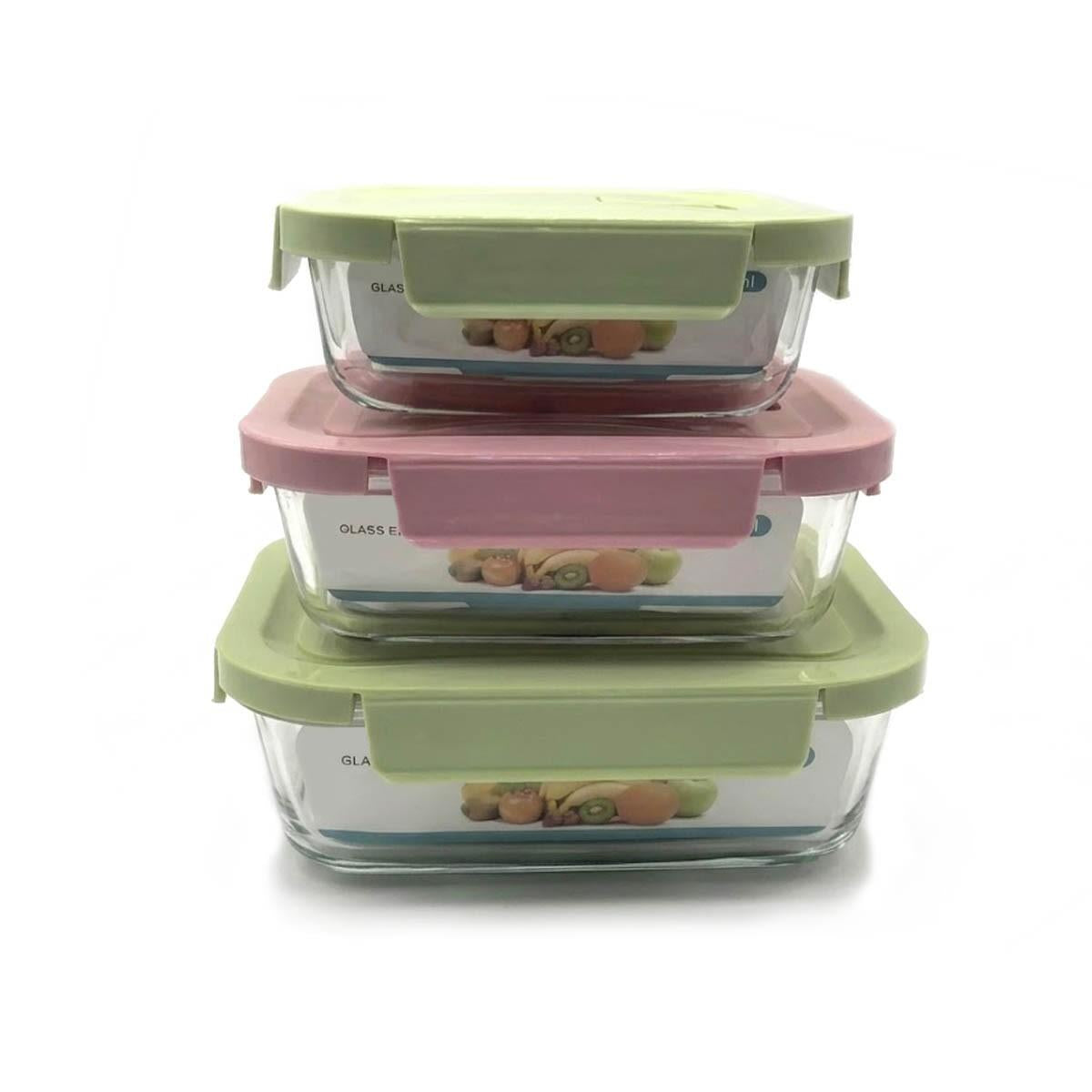 Set Tupper Hermético Rectangular 3 piezas 390/520/800ml