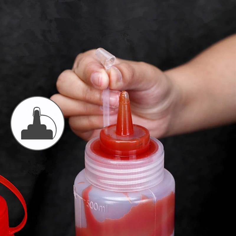 Set 3 Botella Dispensadora Salsa Graduada Transparente 600Ml