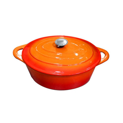 Olla Hierro Fundido Ovalada Naranja 34x26x13.5 Cm