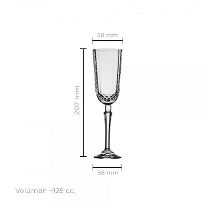 Set De 6 Copa Vidrio Champagne 125 Cc. Línea Diony