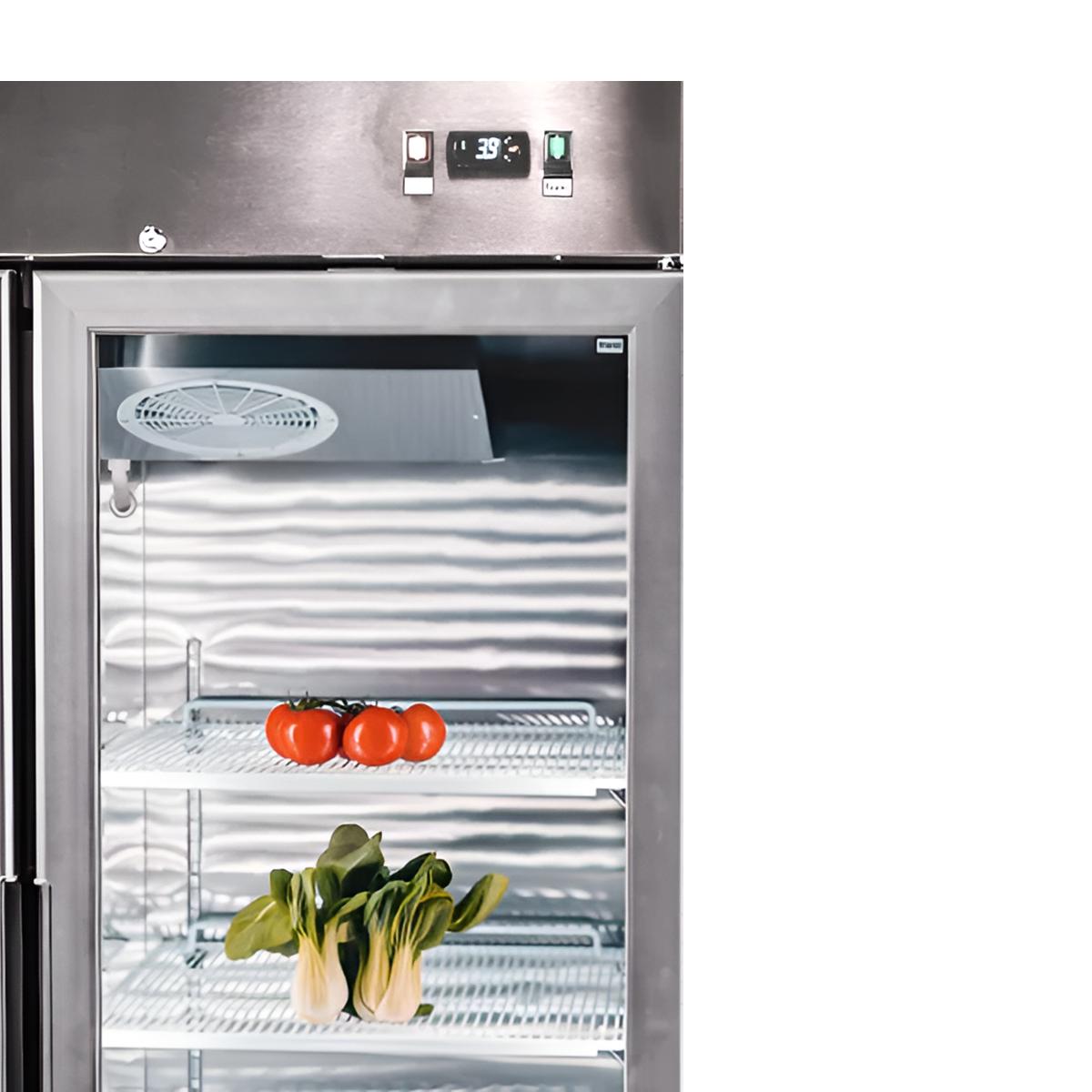 Refrigerador Acero Inoxidable Puerta Vidrio Single 700 Litros Norkalt