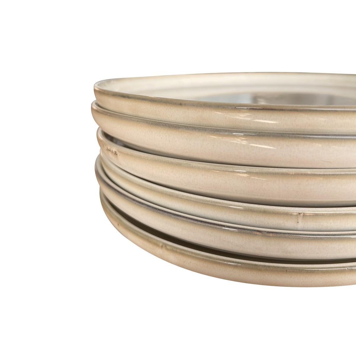 Set 6 Platos Redondo Ceramica 26.5 Cm Beige Linea Oslo