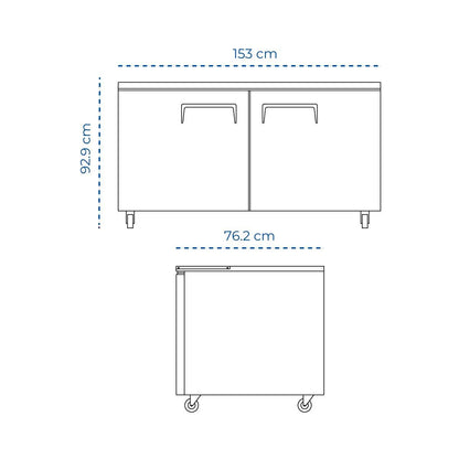 Mesón Refrigerado 2 Puertas LUC-500R 153 Cm Norkalt