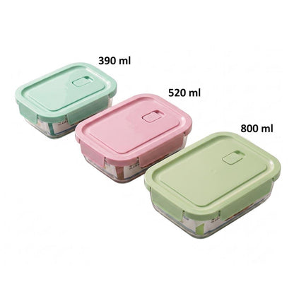 Set Tupper Hermético Rectangular 3 piezas 390/520/800ml