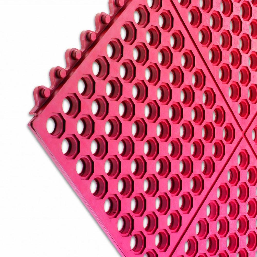 Piso De Goma Alto Trafico 91 x91 Cm. Rojo Modelo Km1240
