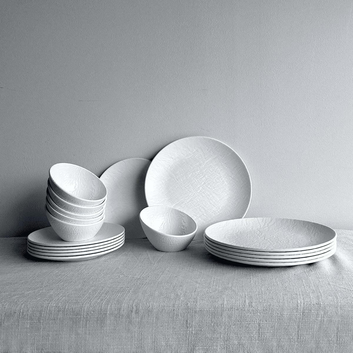Set de 6 Platos Melamina Blanca 23 Cm Línea Tilda