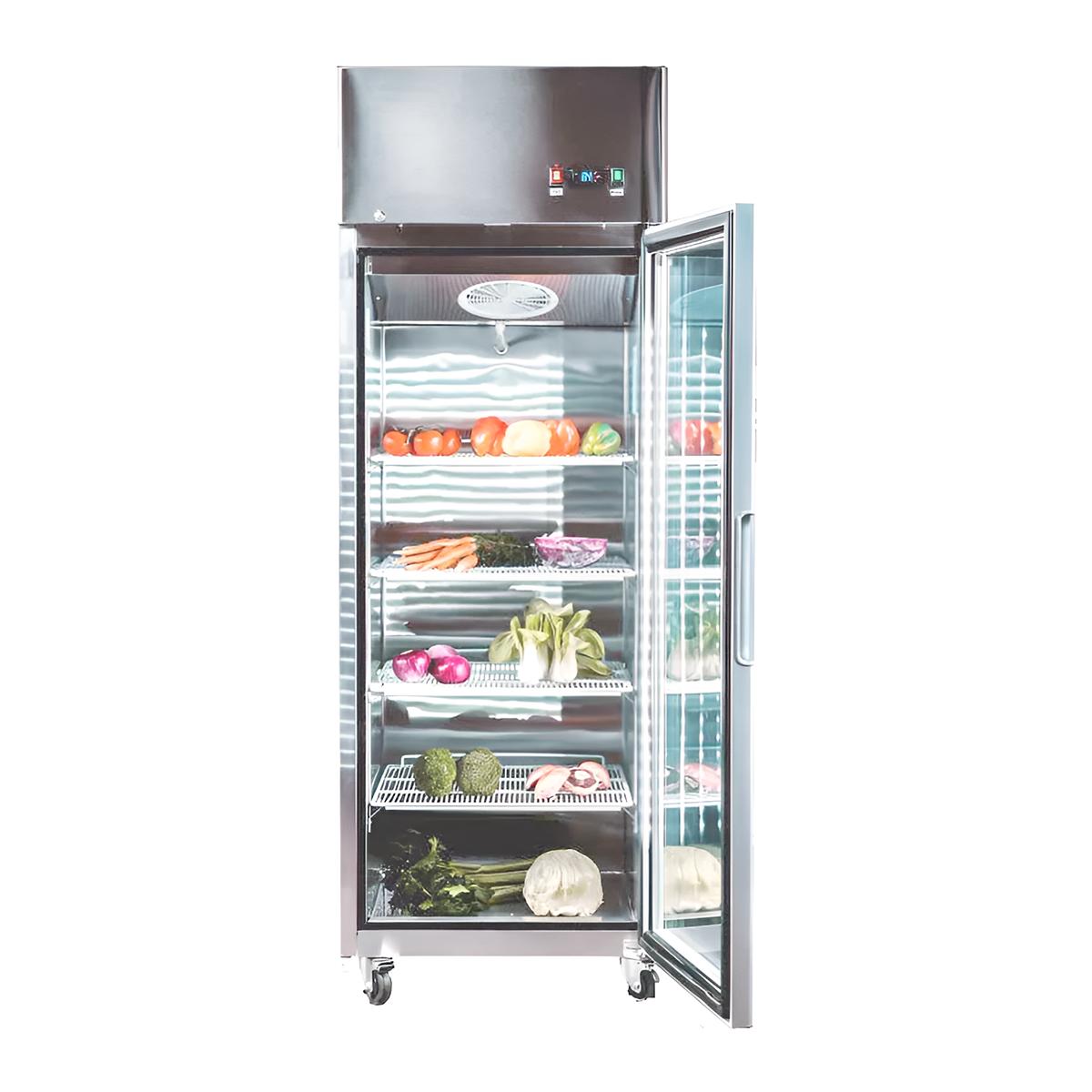 Refrigerador Acero Inoxidable Puerta Vidrio Single 700 Litros Norkalt